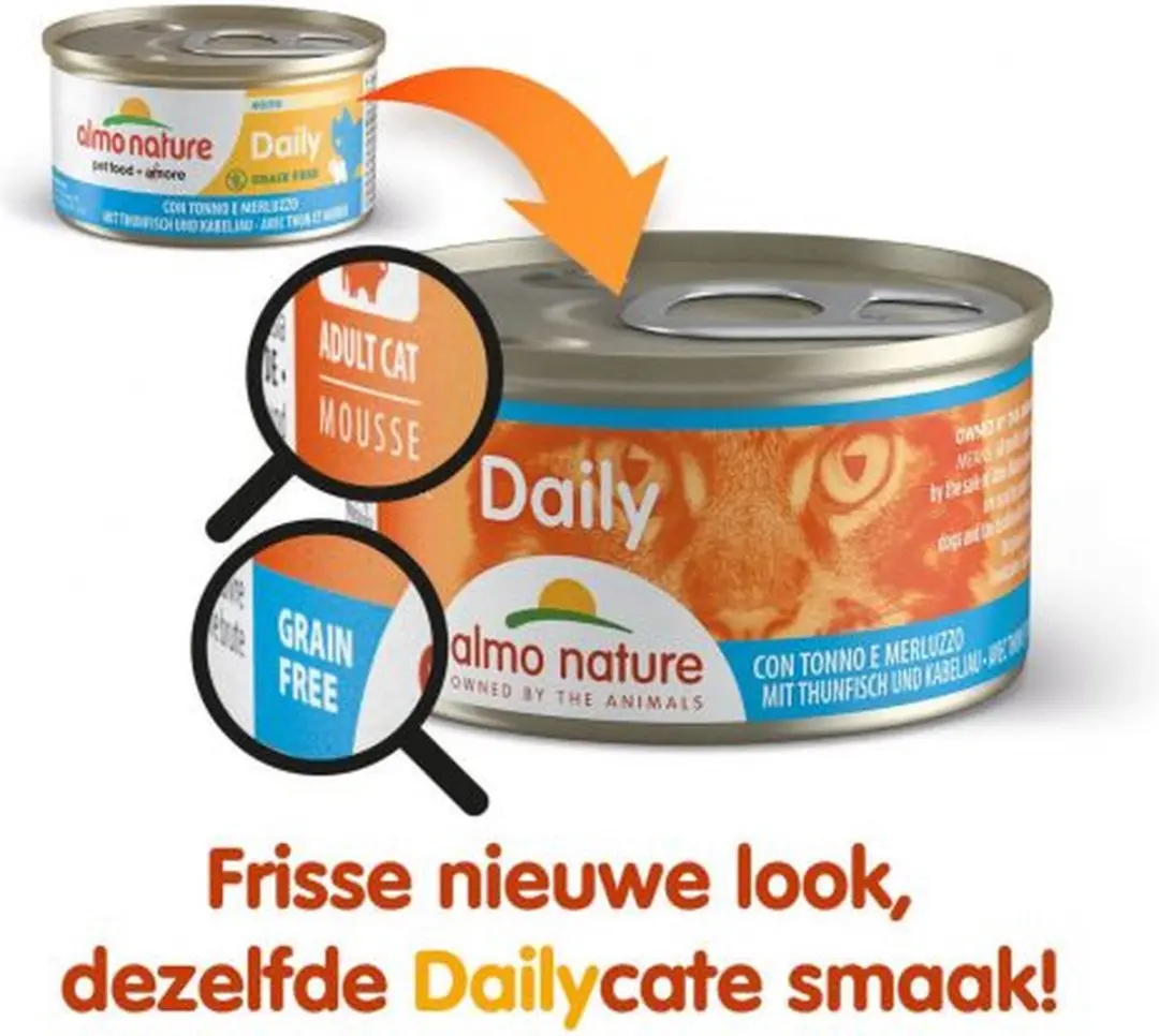 Almo Nature Dailymenu Kattenvoer Blik Mousse Tonijn & Kabeljauw - 24x85g