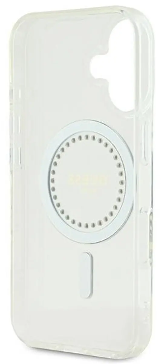 GUESS Beschermhoes iPhone 16 Strass Ring MagSafe - Wit GUHMP16SPFTDTEH