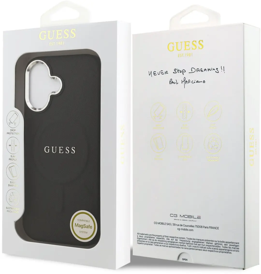Guess PU Saffiano Backcover 14705 - iPhone 17 - Zwart