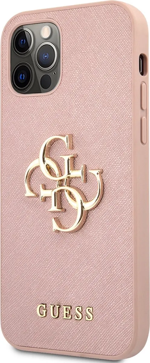 Guess GUHCP12MSA4GGPI Hoesje - iPhone 12/12 Pro - Roze Saffiano