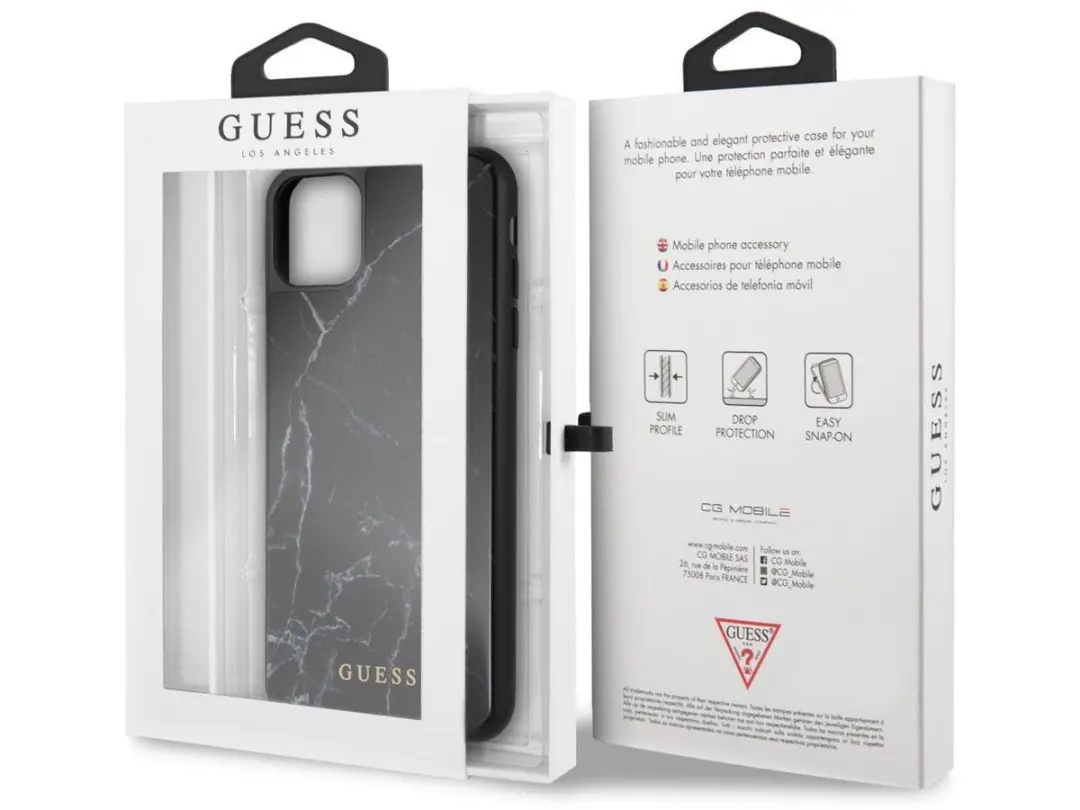 GUESS iPhone 11 Pro Max Hoesje - Marmerlook Zwart