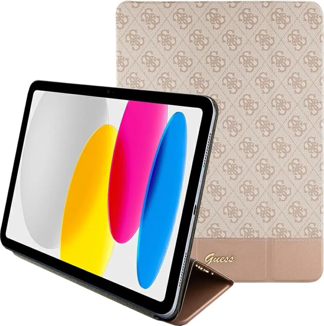 GUESS 4G Stripe Allover Book Cover - iPad Air 5 10.9" Roze
