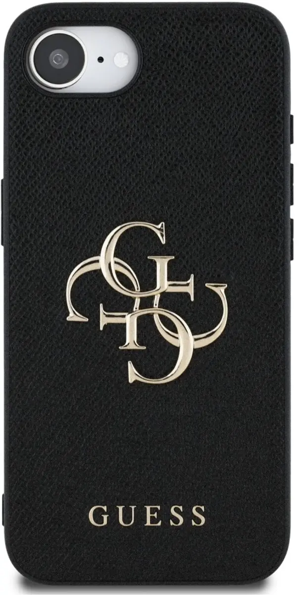 GUESS iPhone 16e Hoesje Saffiano - Zwart - GUHCPSE4PGT4MBK