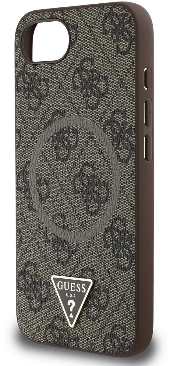 GUESS Triangle Metal Logo Hoesje iPhone 16/17 - MagSafe - Bruin