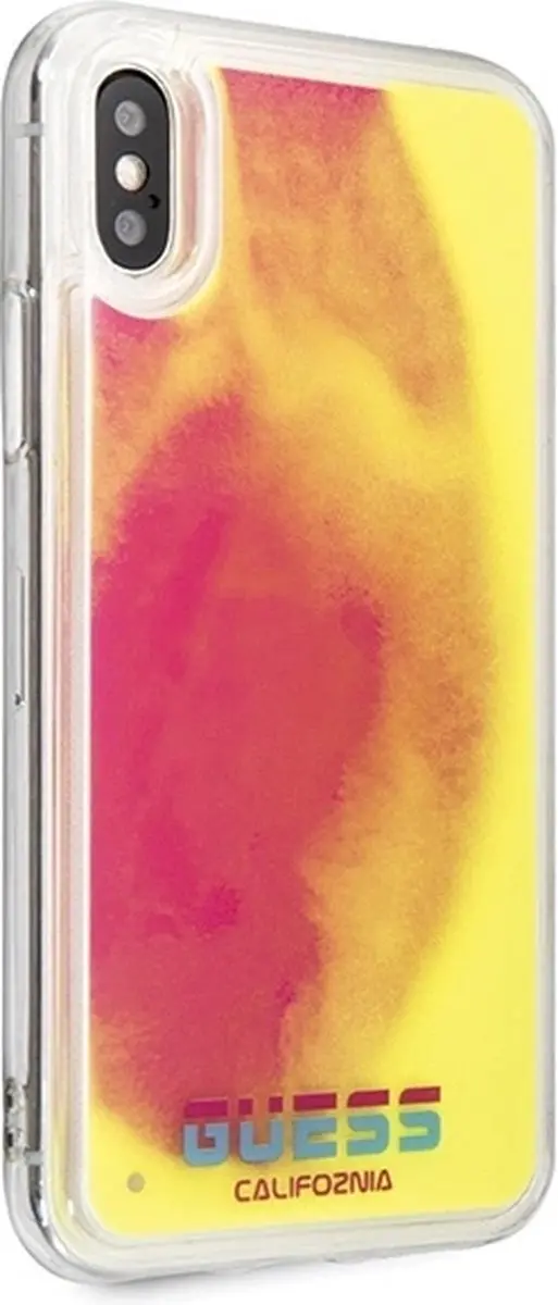 GUESS California Glow In The Dark Hoesje iPhone XS/X - Roze
