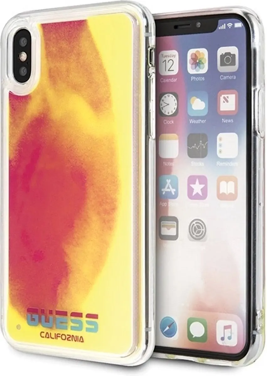 GUESS California Glow In The Dark Hoesje iPhone XS/X - Roze