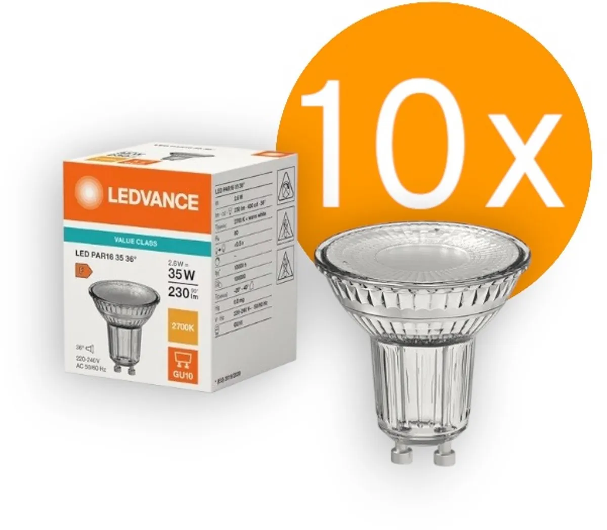 LEDVANCE GU10 2.6W Extra Warm Wit