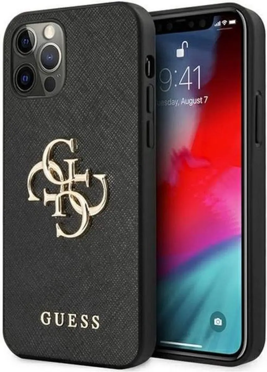 GUESS Saffiano Back Case - iPhone 12 Pro Max - Zwart