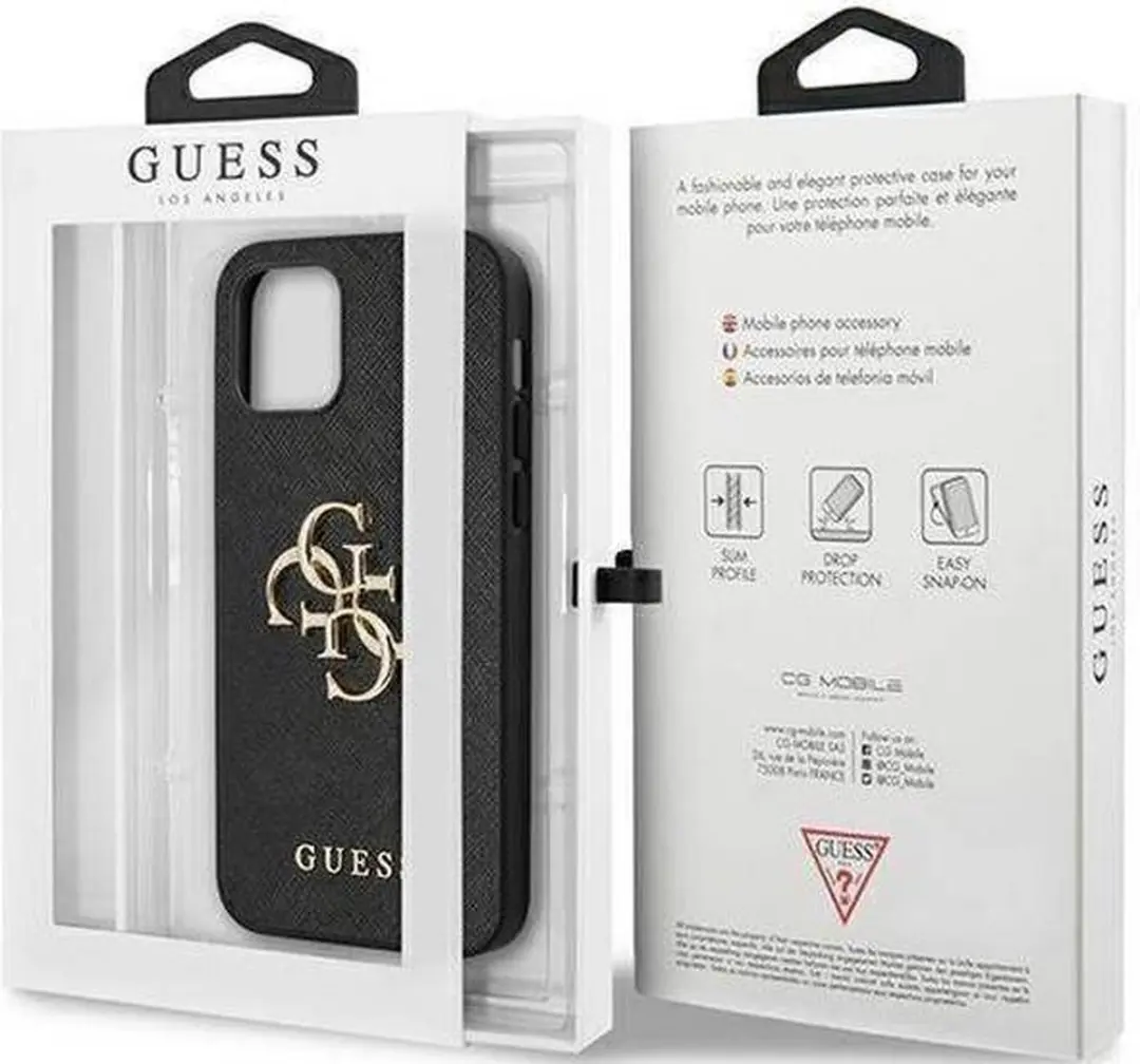 GUESS Saffiano Back Case - iPhone 12 Pro Max - Zwart