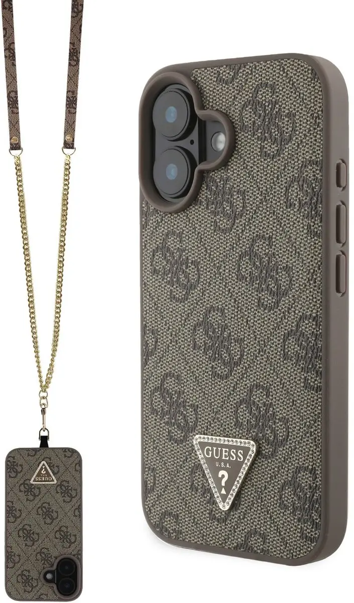 GUESS Crossbody Strap 12047 - iPhone 16 Hoesje - Bruin