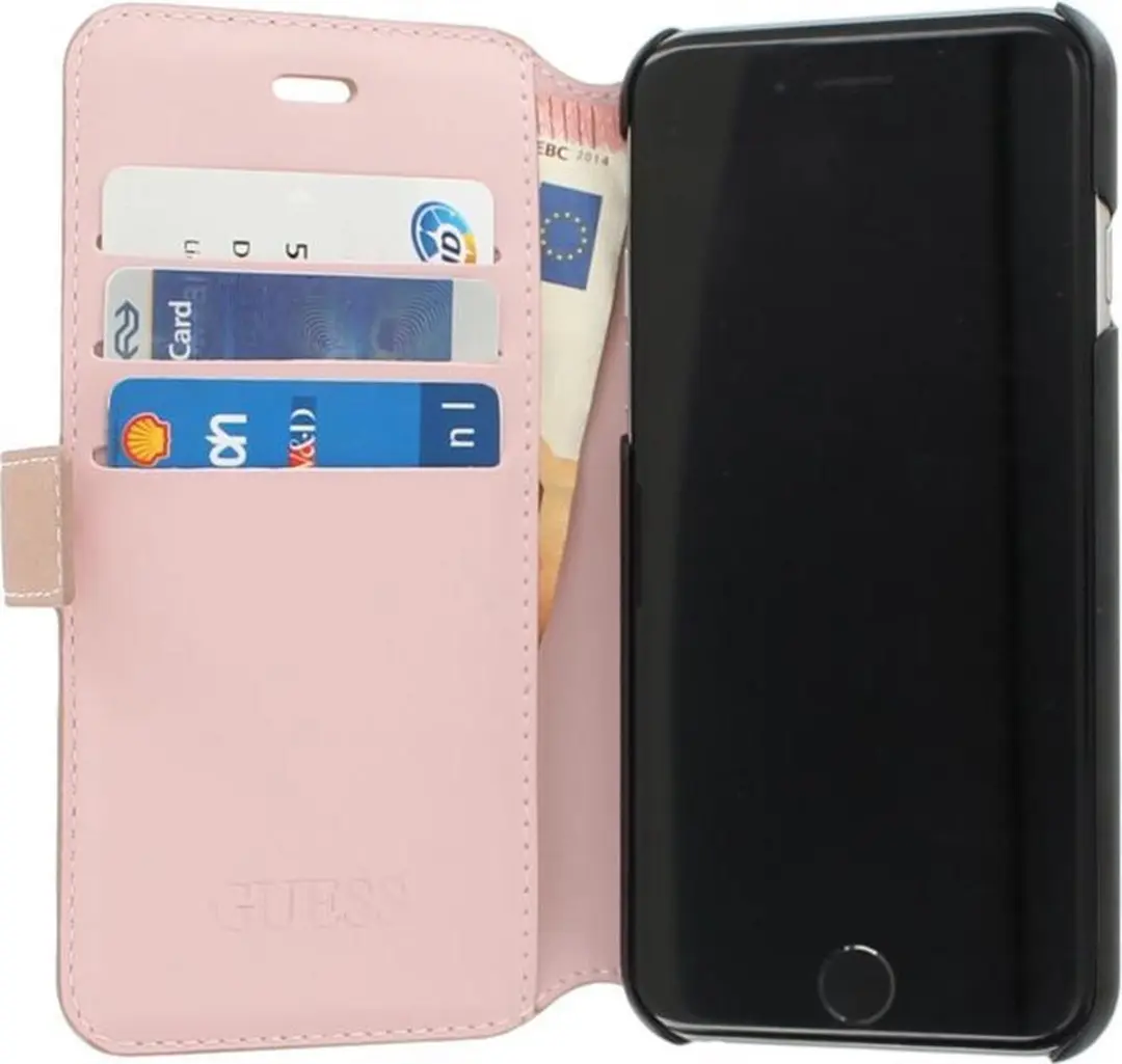 Guess Saffiano Book Case iPhone 6/6s - 3 Pasjes - Zwart