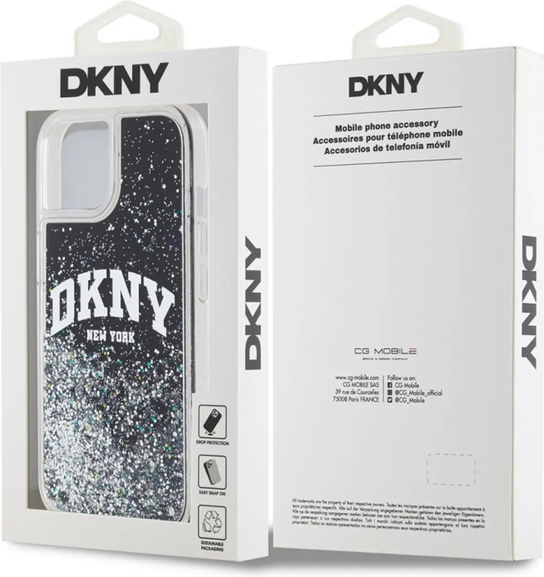 DKNY Liquid Glitter Arch Logo Back Case - iPhone 11 - Zwart/Zilver - afbeelding 6 van 6