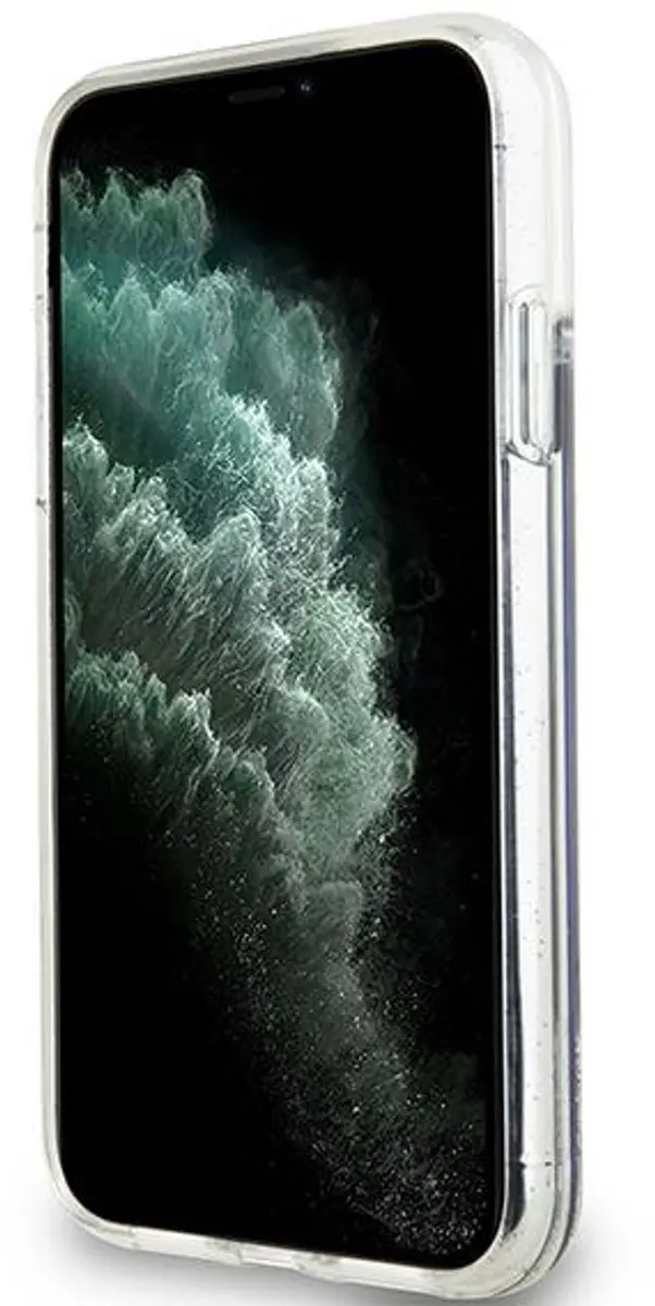 DKNY Liquid Glitter Arch Logo Back Case - iPhone 11 - Zwart/Zilver