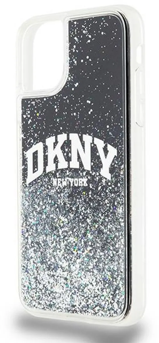 DKNY Liquid Glitter Arch Logo Back Case - iPhone 11 - Zwart/Zilver