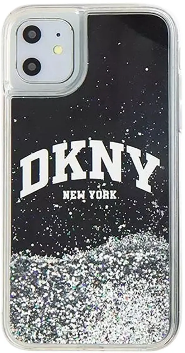DKNY Liquid Glitter Arch Logo Back Case - iPhone 11 - Zwart/Zilver