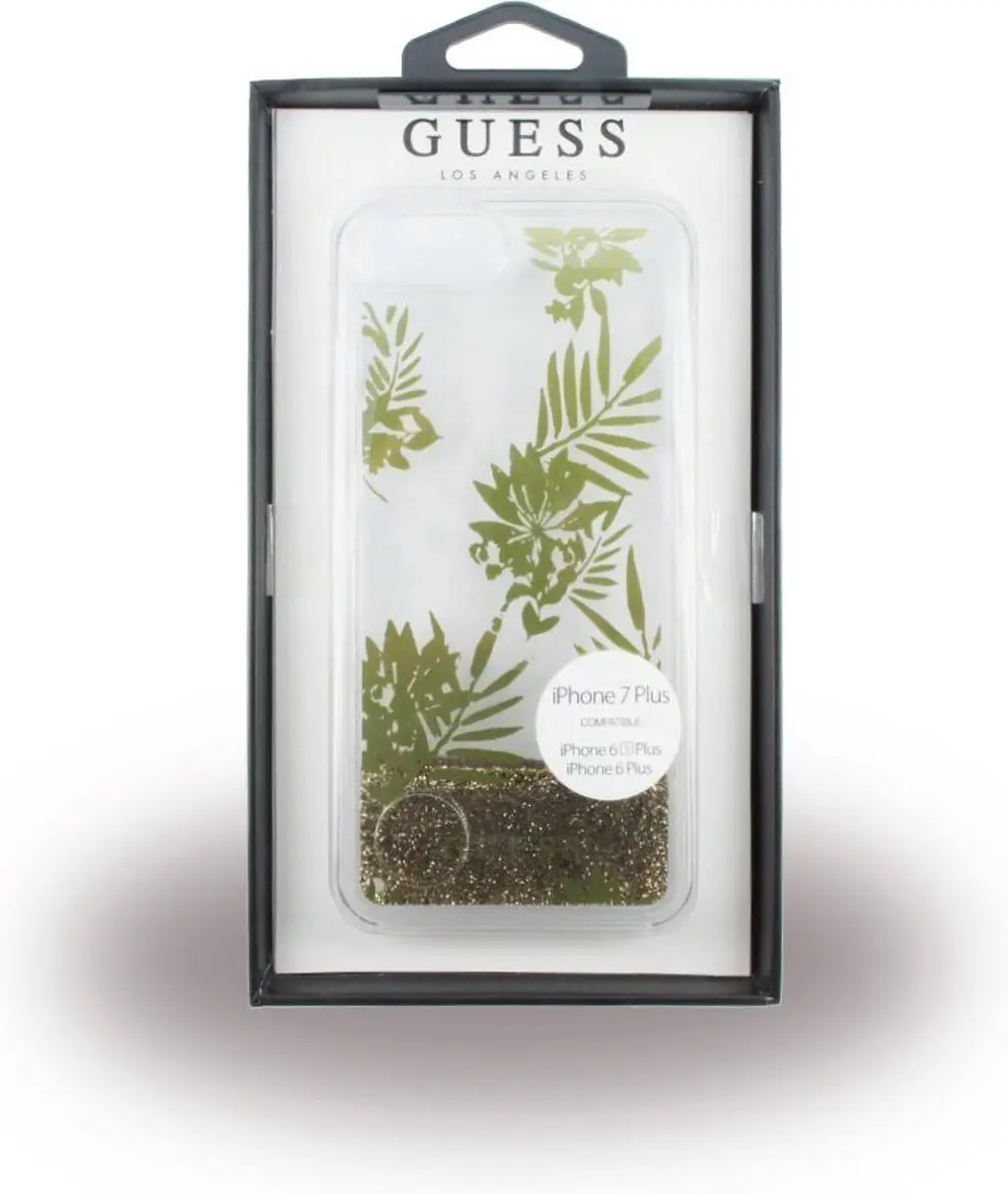 GUESS Liquid Glitter Palm Spring Hoesje iPhone 7 Plus/8 Plus - Goud
