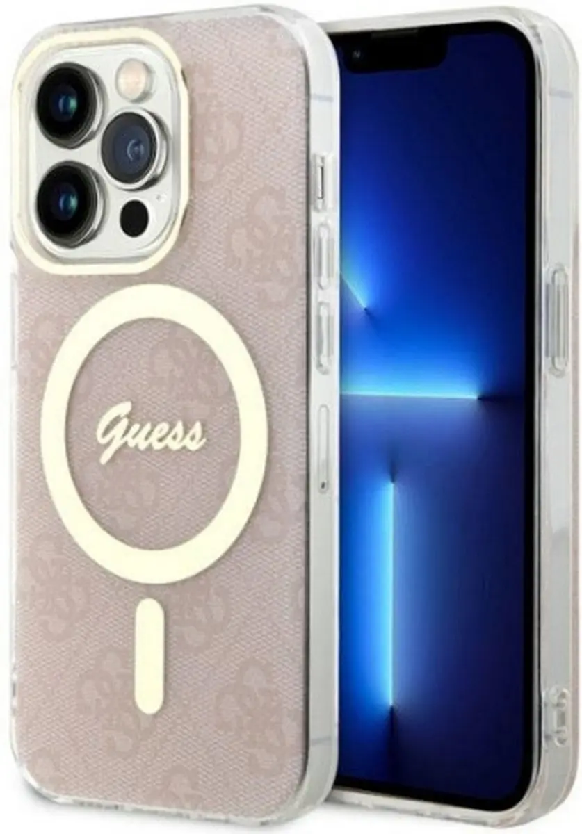 GUESS 4G Back Case MagSafe iPhone 14 Pro Max - Roze