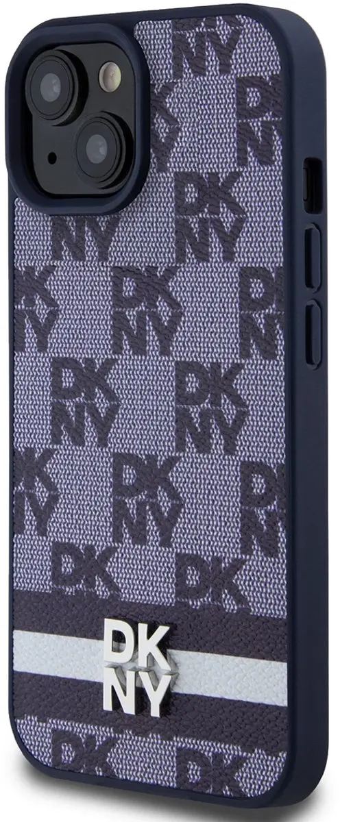 DKNY Checkered Printed Stripe Back Case - iPhone 15 - Blauw DKHCP15SPCPTSSB