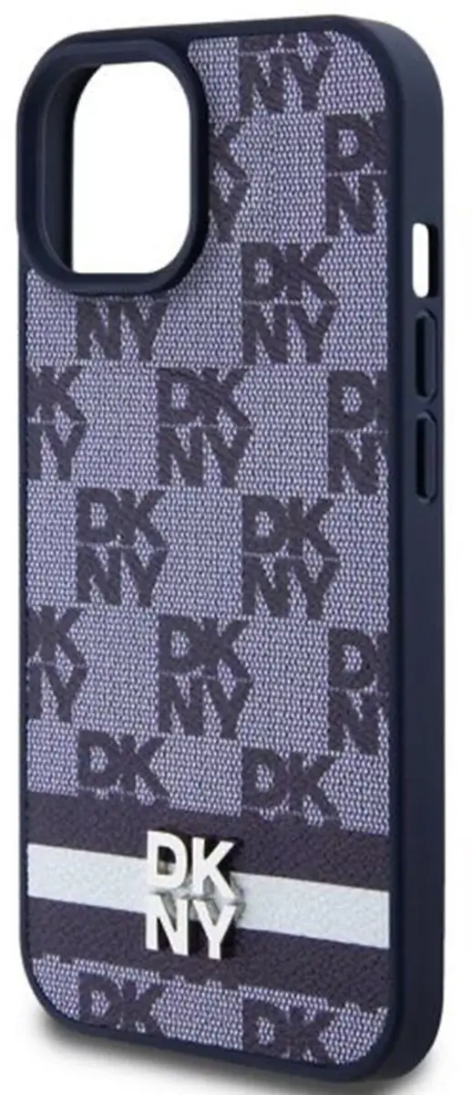 DKNY Checkered Printed Stripe Back Case - iPhone 15 - Blauw DKHCP15SPCPTSSB