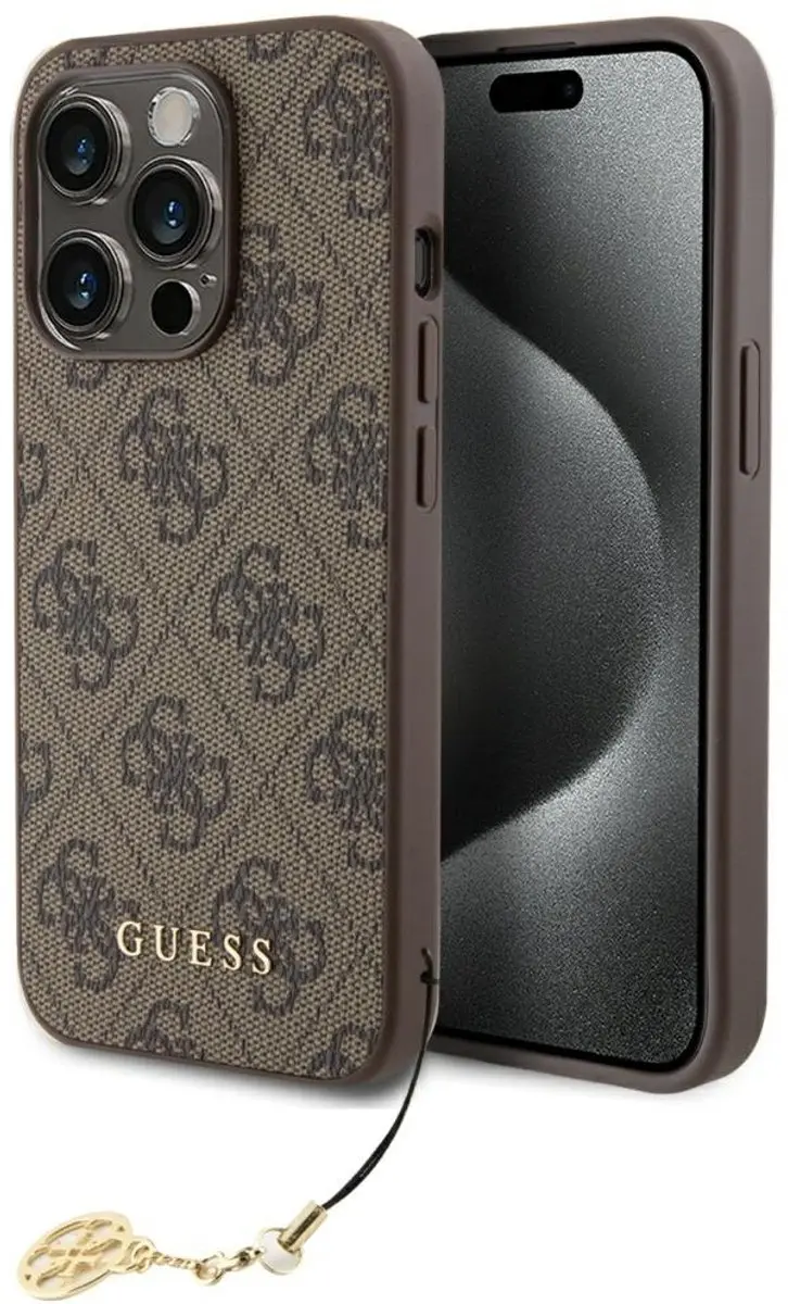 GUESS 4G Charms Back Case iPhone 15 Pro - Bruin