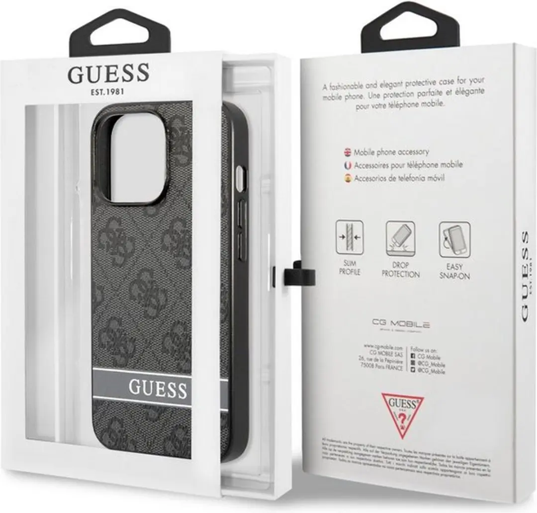 GUESS 4G Printed Stripe Hoes - iPhone 13 Pro Max - Grijs