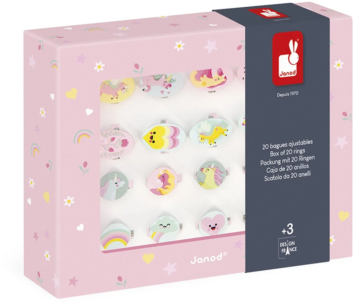 Janod Unicorn Set 20 Eenhoornringen Multicolor - afbeelding 6 van 6