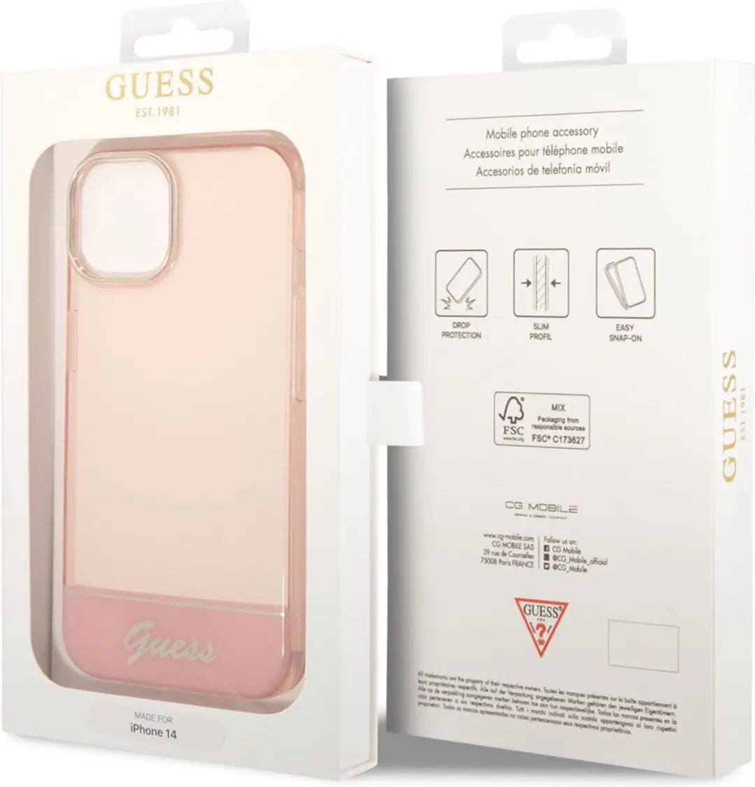 GUESS Translucent Hoesje - iPhone 14 - Roze