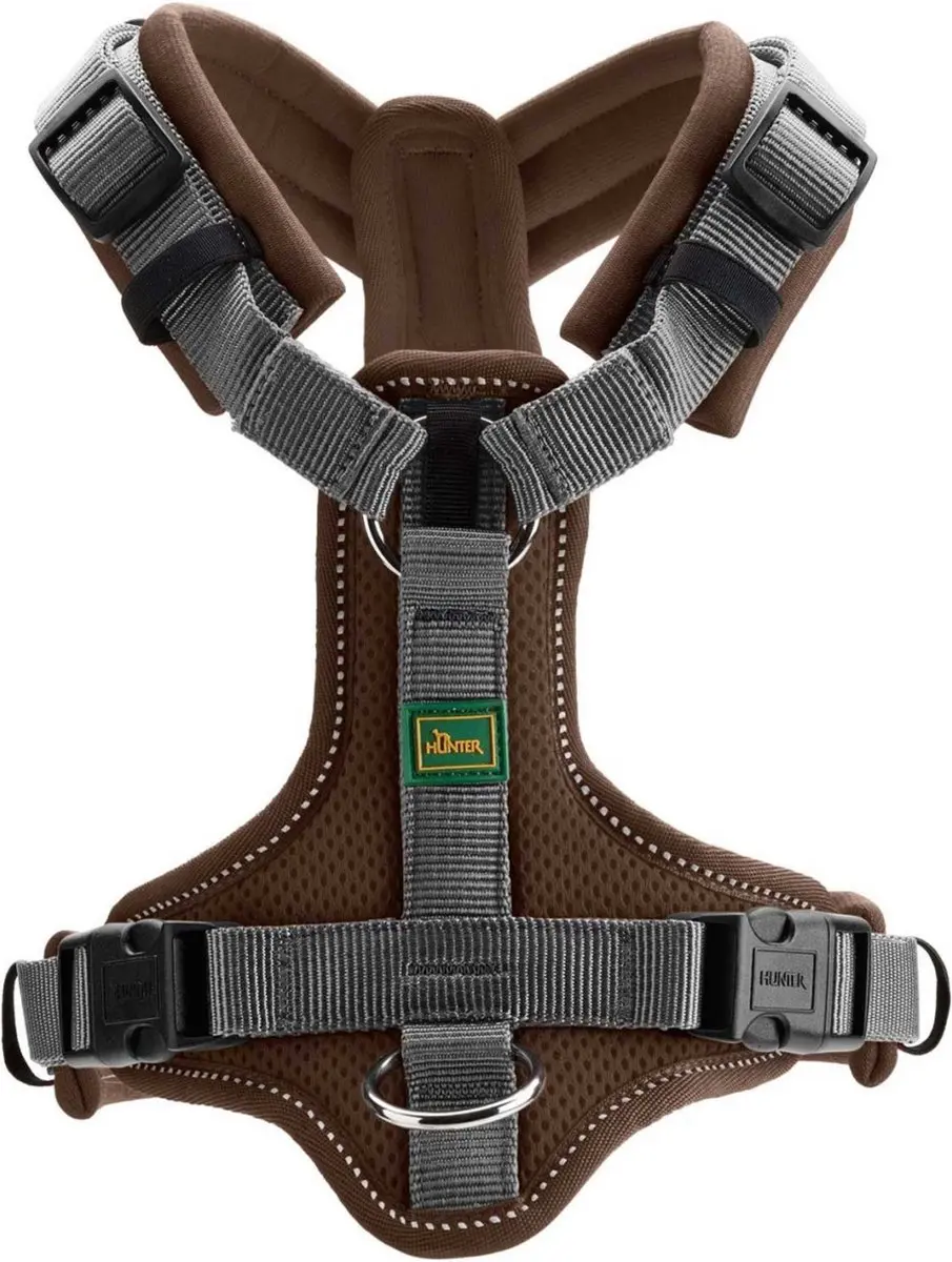Hunter Harnas Maldon Bruin&Grijs - XS 31-49cm