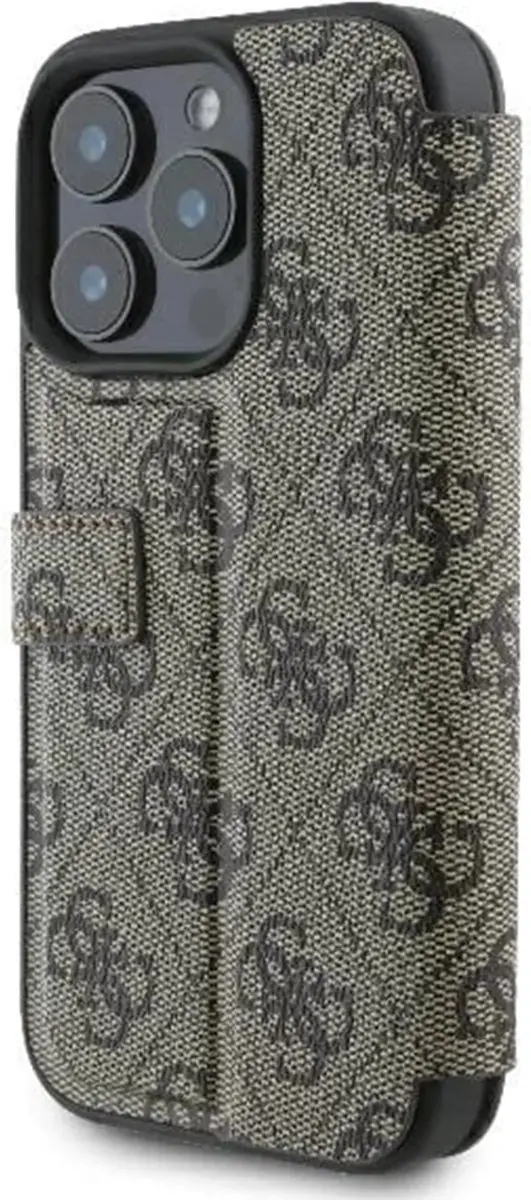 Guess 4G Big Metal Logo Book Wallet Case iPhone 16 Pro - Bruin