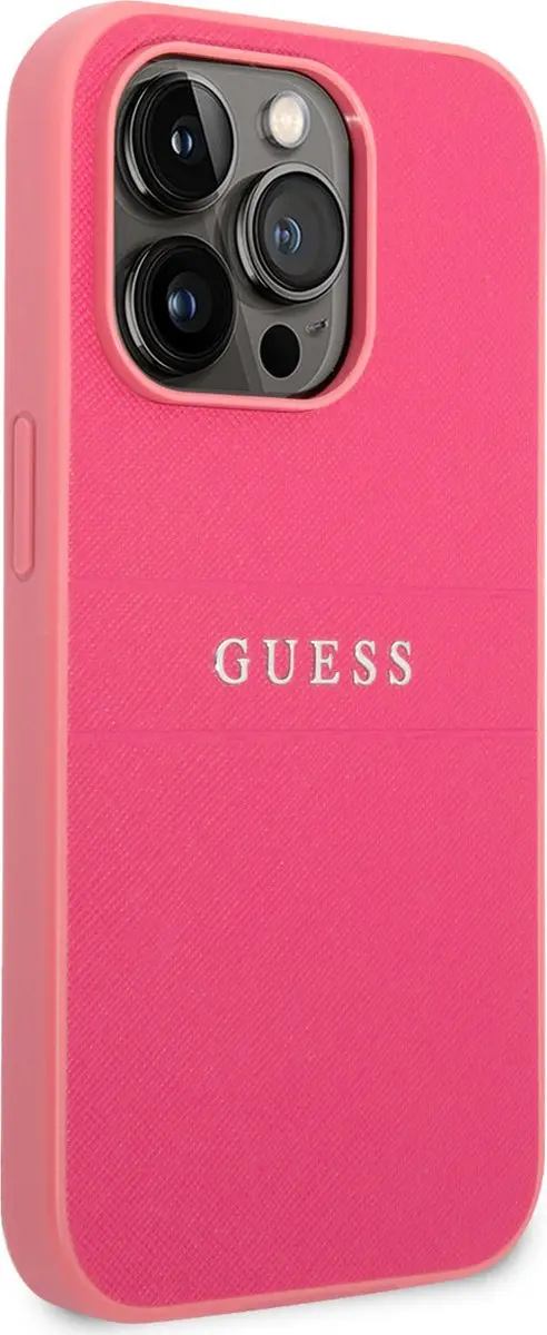 GUESS Hoesje iPhone 14 Pro Saffiano - Fuchsia - 3666339090760 - afbeelding 6 van 6