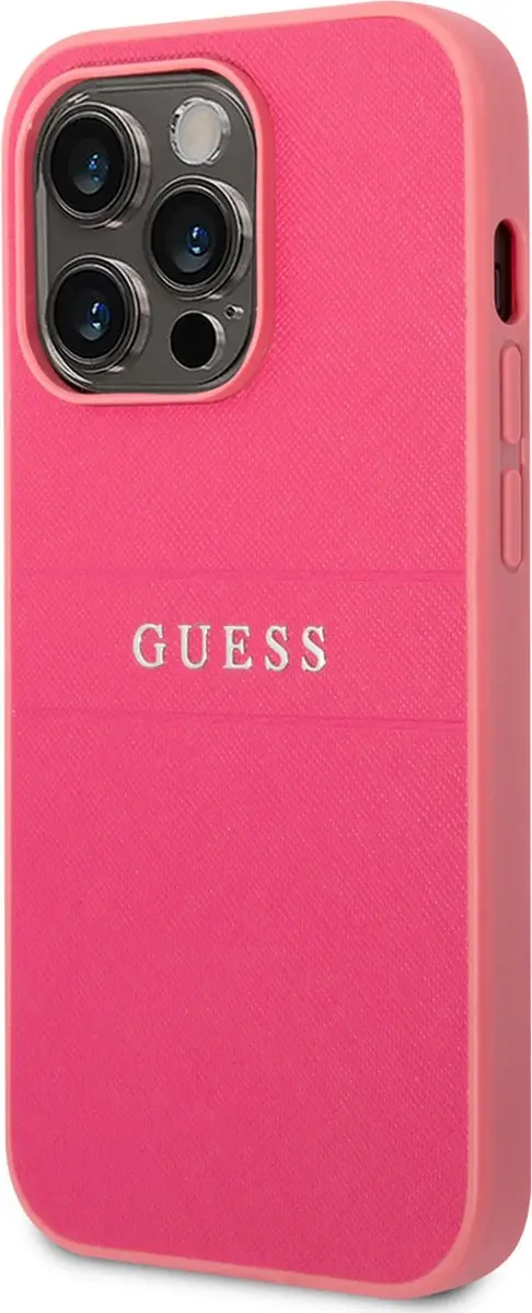 GUESS Hoesje iPhone 14 Pro Saffiano - Fuchsia - 3666339090760