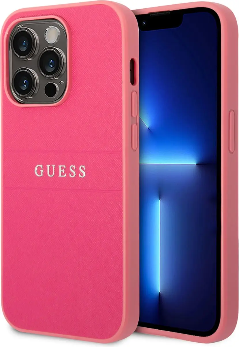 GUESS Hoesje iPhone 14 Pro Saffiano - Fuchsia - 3666339090760