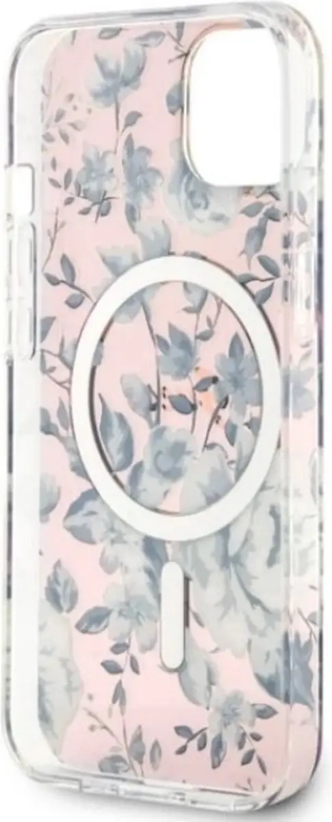 GUESS Flower Back Case - iPhone 14 Roze - MagSafe