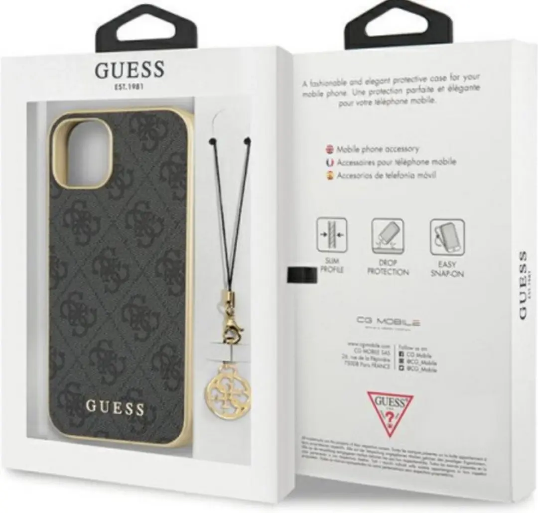 Guess 4G Charms Back Case - iPhone 14 Grijs