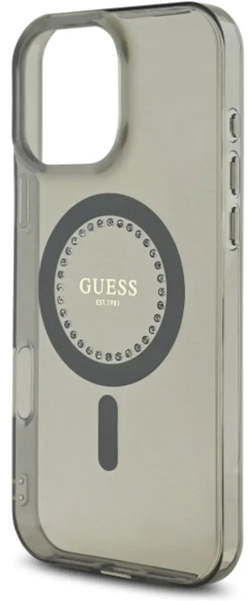 GUESS IML Rhinestones Back Cover 3666339305635 - iPhone 16 Pro Max - Zwart