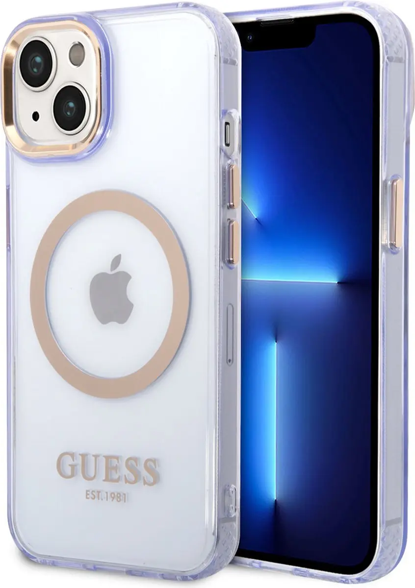 GUESS Paars MagSafe iPhone 14 Hoesje - TPU