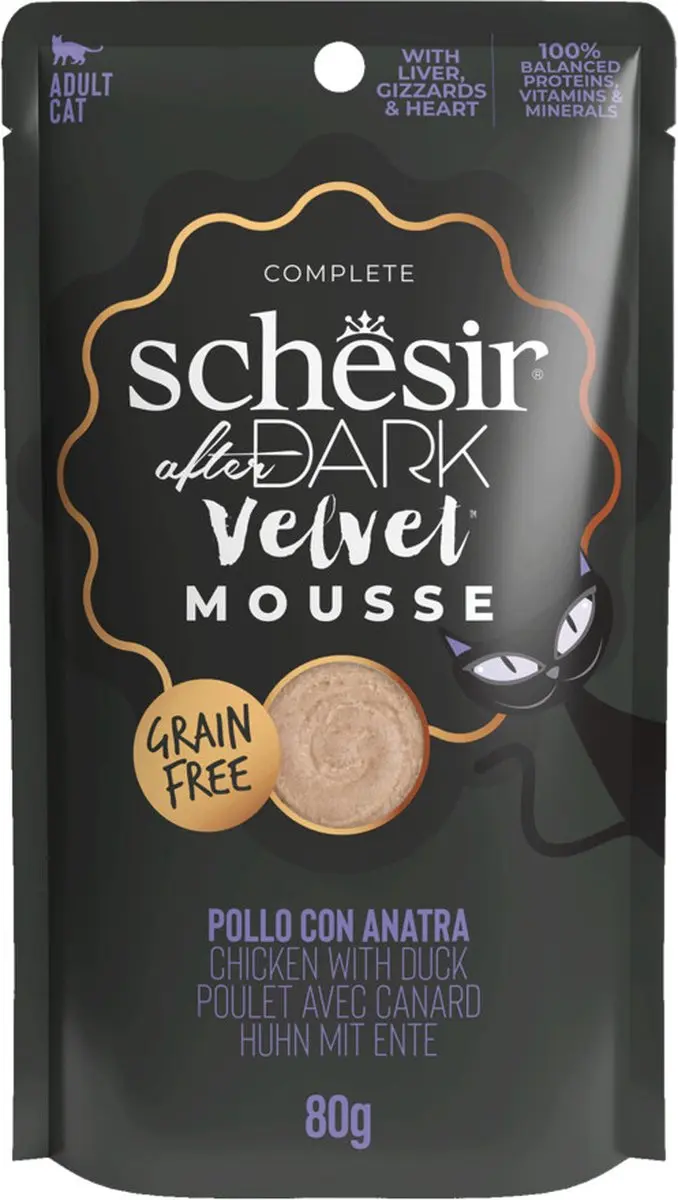 Schesir After Dark Velvet Mousse Kip & Eend 12x80g