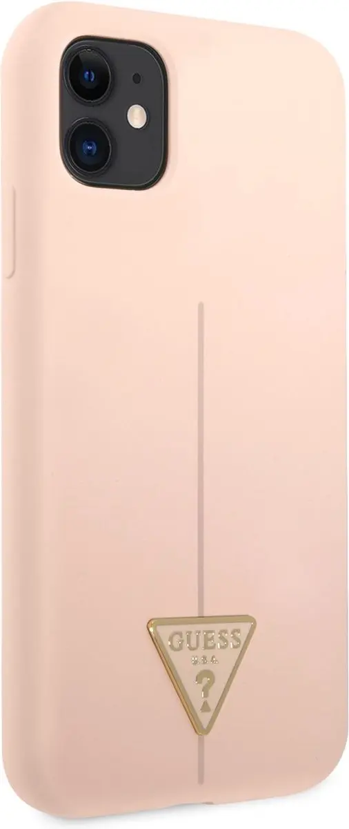 Guess Silicone Triangle Line Back Case - iPhone 11 Roze