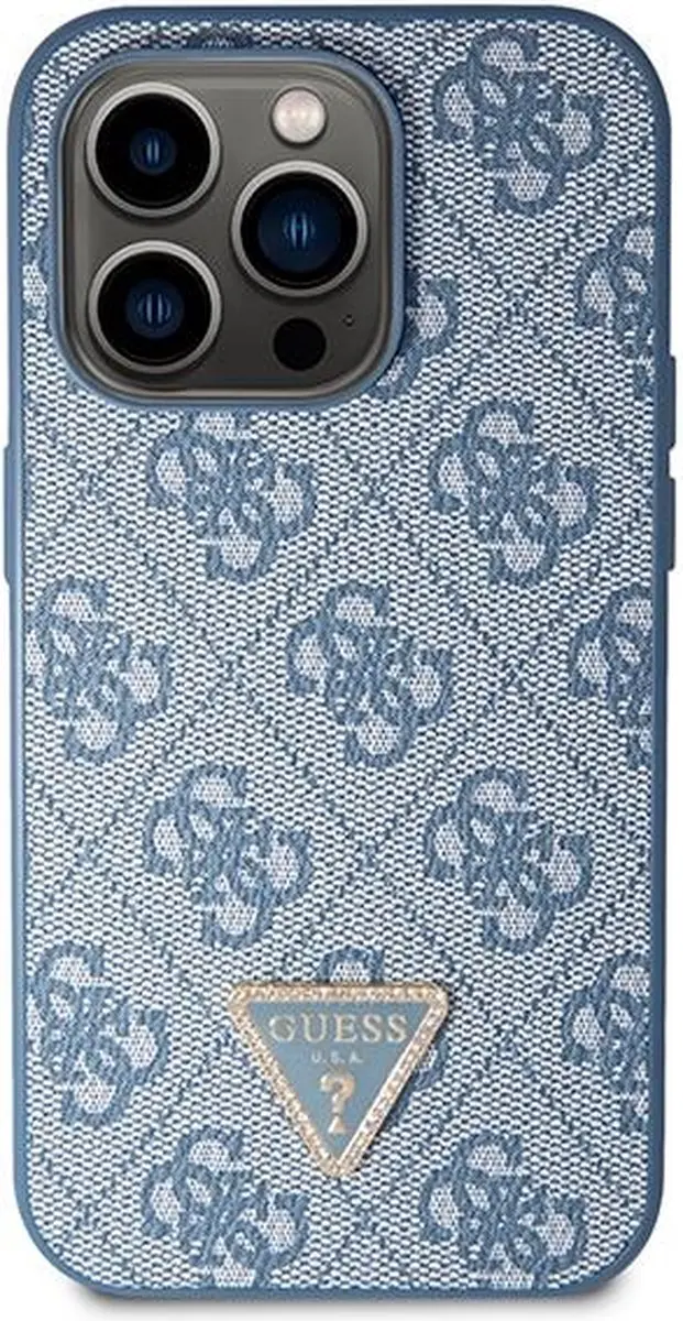 Guess 4G Triangle Crossbody Hoesje iPhone 15 Pro Max - Blauw