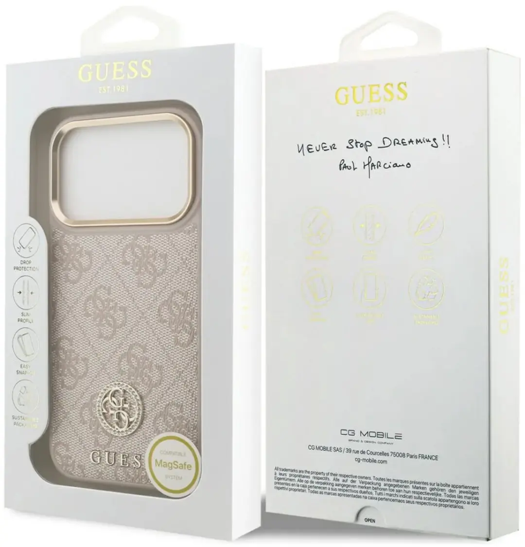 GUESS Case 4G Strass Logo iPhone 17 Pro Magsafe - Zwart
