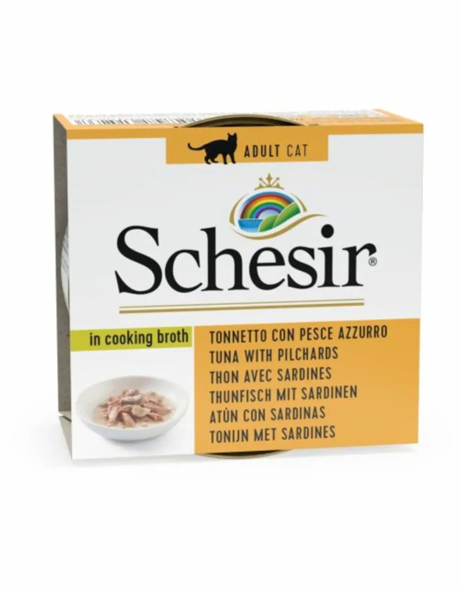 Schesir Kattenvoer Gekookte Tonijn & Sardines - 12x70g