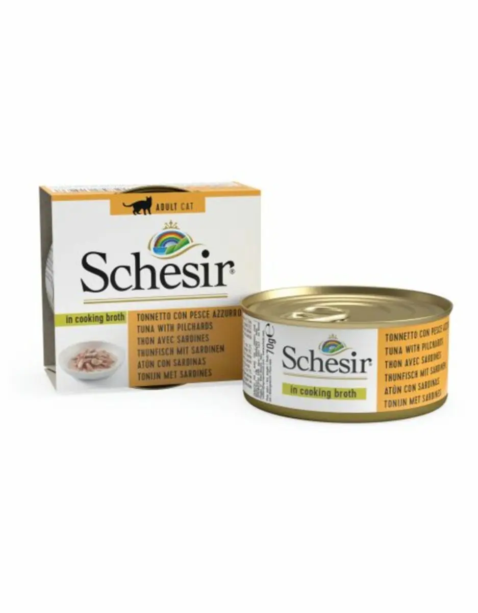 Schesir Kattenvoer Gekookte Tonijn & Sardines - 12x70g