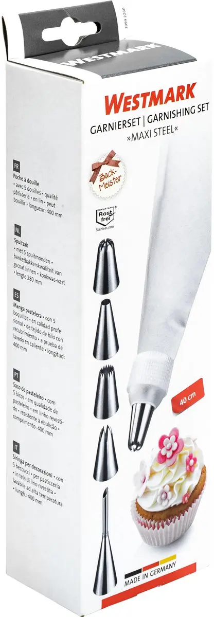 Westmark Decoratiespuit Maxi Steel 7-delig - wit/zilver - afbeelding 6 van 6