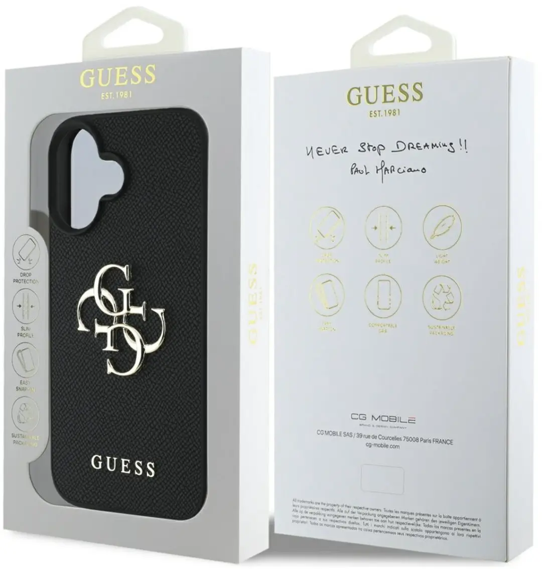 GUESS Grained Classic Logo Hoesje iPhone 16 - Zwart - afbeelding 6 van 6