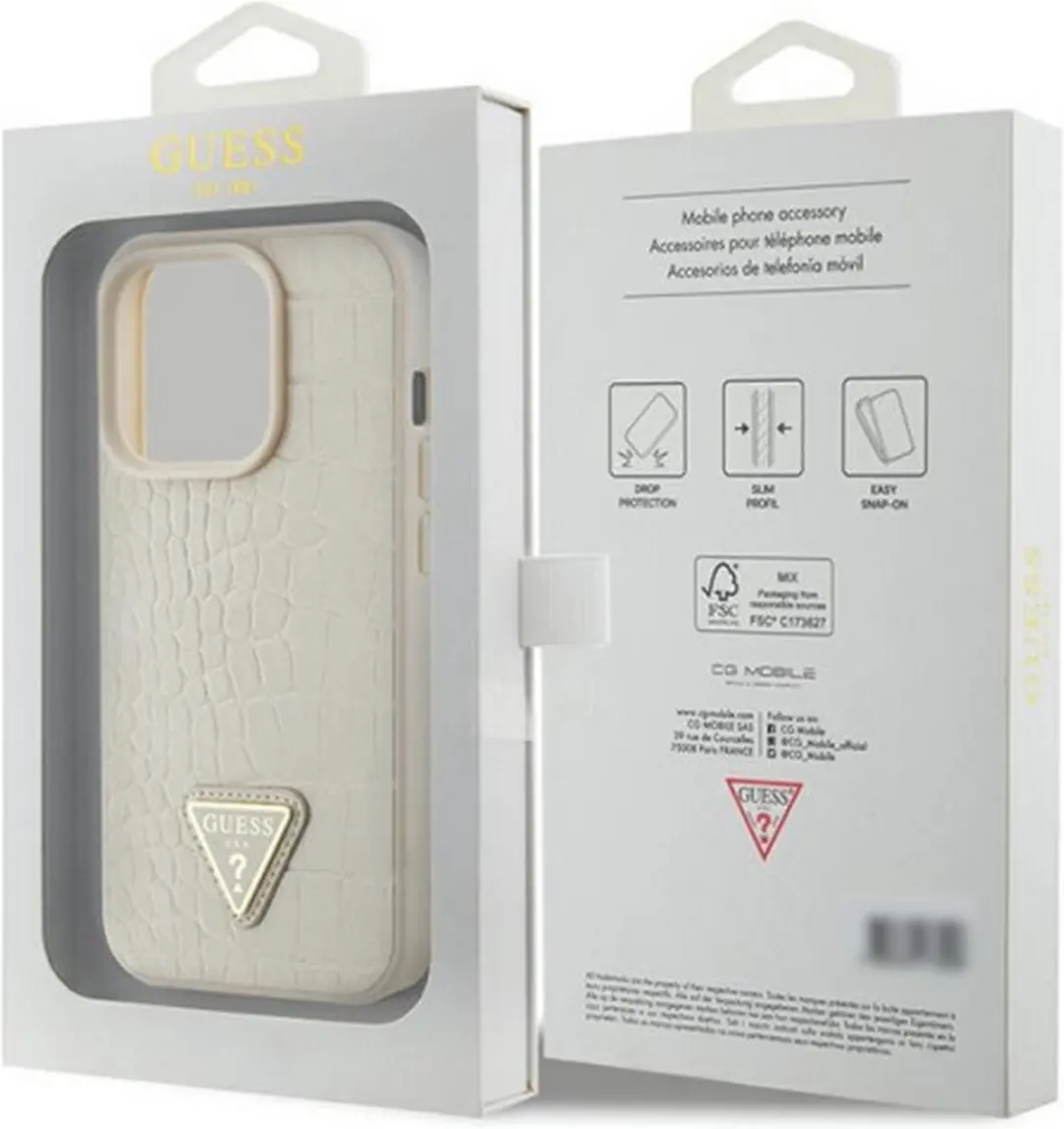 Guess Crocodile Triangle Hoesje - iPhone 15 Pro - Goud