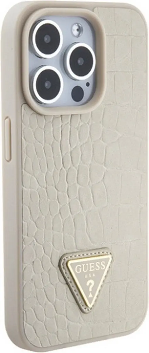 Guess Crocodile Triangle Hoesje - iPhone 15 Pro - Goud