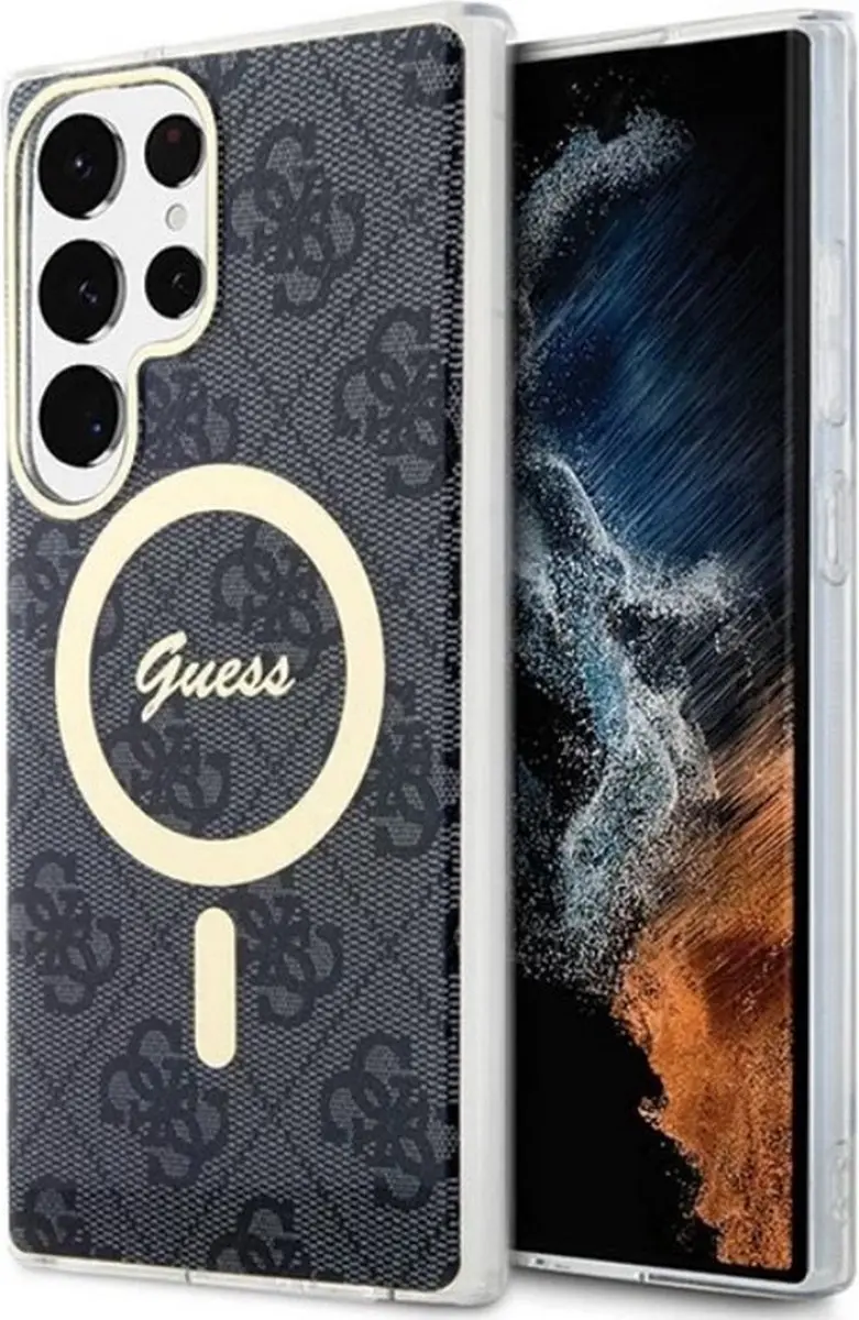 GUESS 4G Back Cover MagSafe - Samsung Galaxy S23 Ultra - Zwart