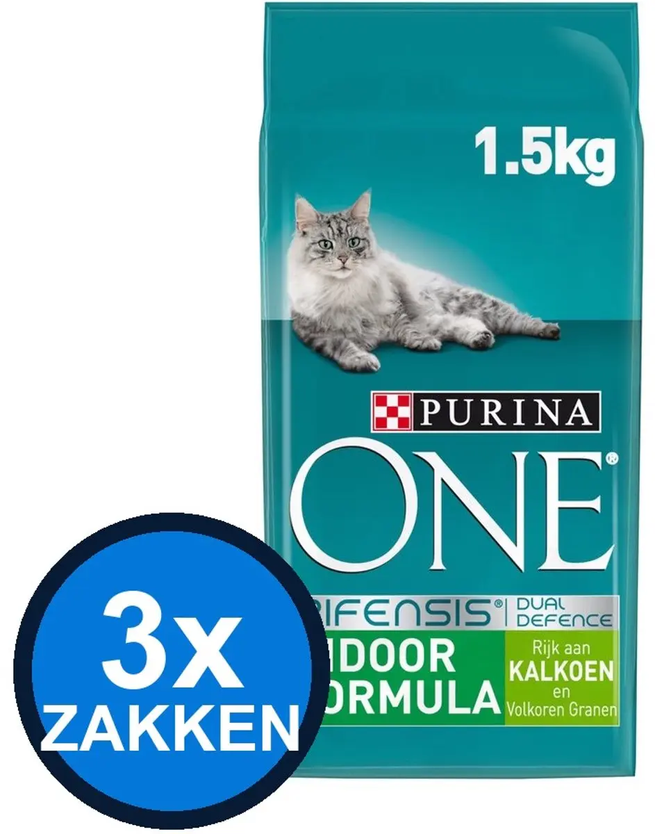 Purina ONE Adult Indoor Kalkoen Kattenvoer Droogvoer 6kg