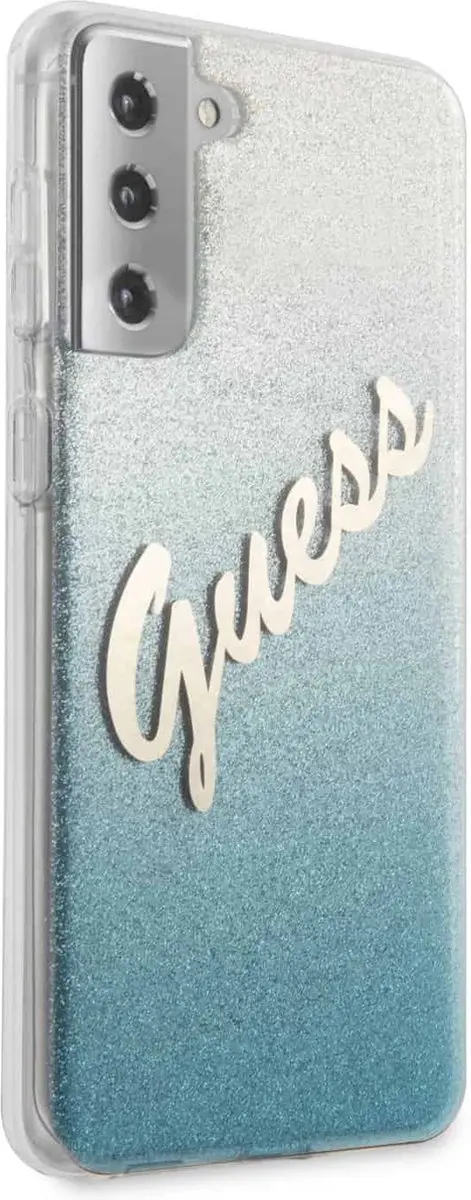 GUESS Glitter Vintage Hoesje Samsung Galaxy S21 Plus - Blauw - afbeelding 6 van 6