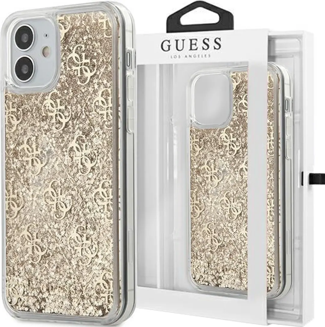 GUESS iPhone 12 Mini Hoesje Glitter Goud - 3700740481219